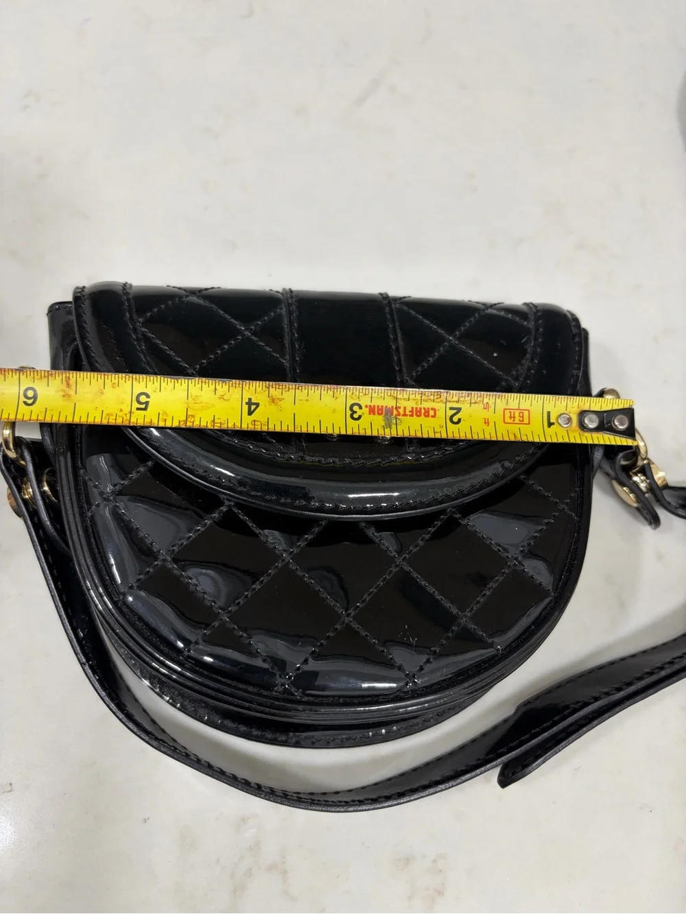 Burberry Black Patent Quilted Crossbody Bag with Gold Hardware